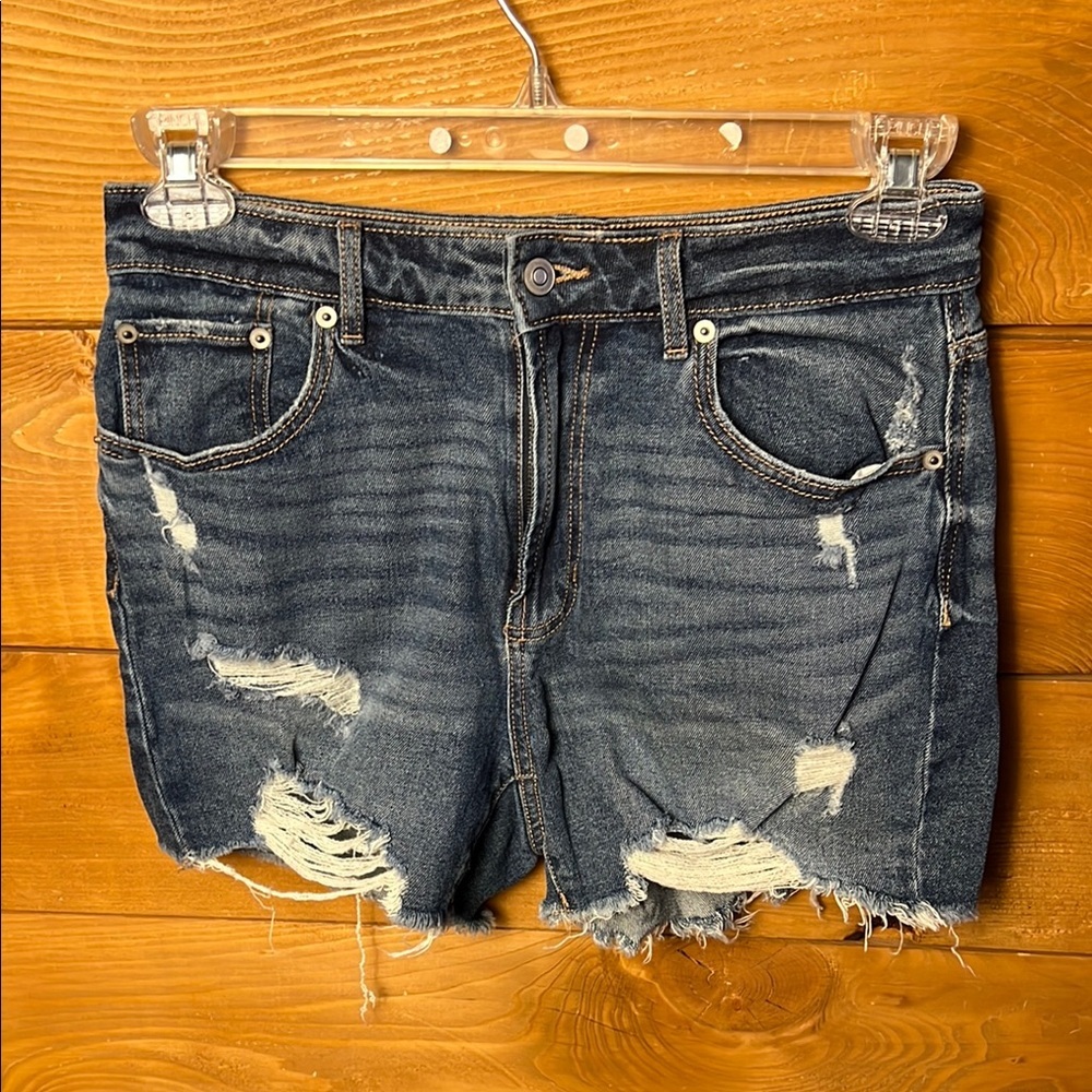 No Boundaries Women’s Distressed Jean Denim Shorts High Waisted Summer 11 Holes